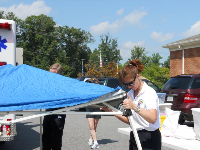 Erin with her corner of the canopy